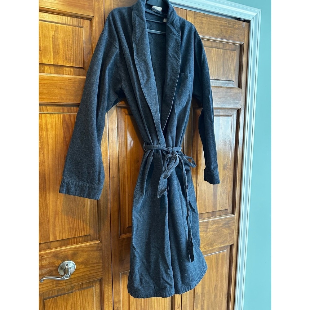 Men's L.L. Bean Gray bath robe cotton size XL Tall - Picture 3 of 8